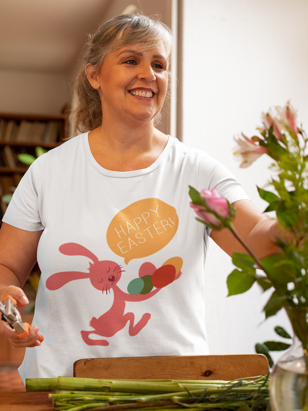 Happy Easter T-Shirt, Bunny with Easter Eggs